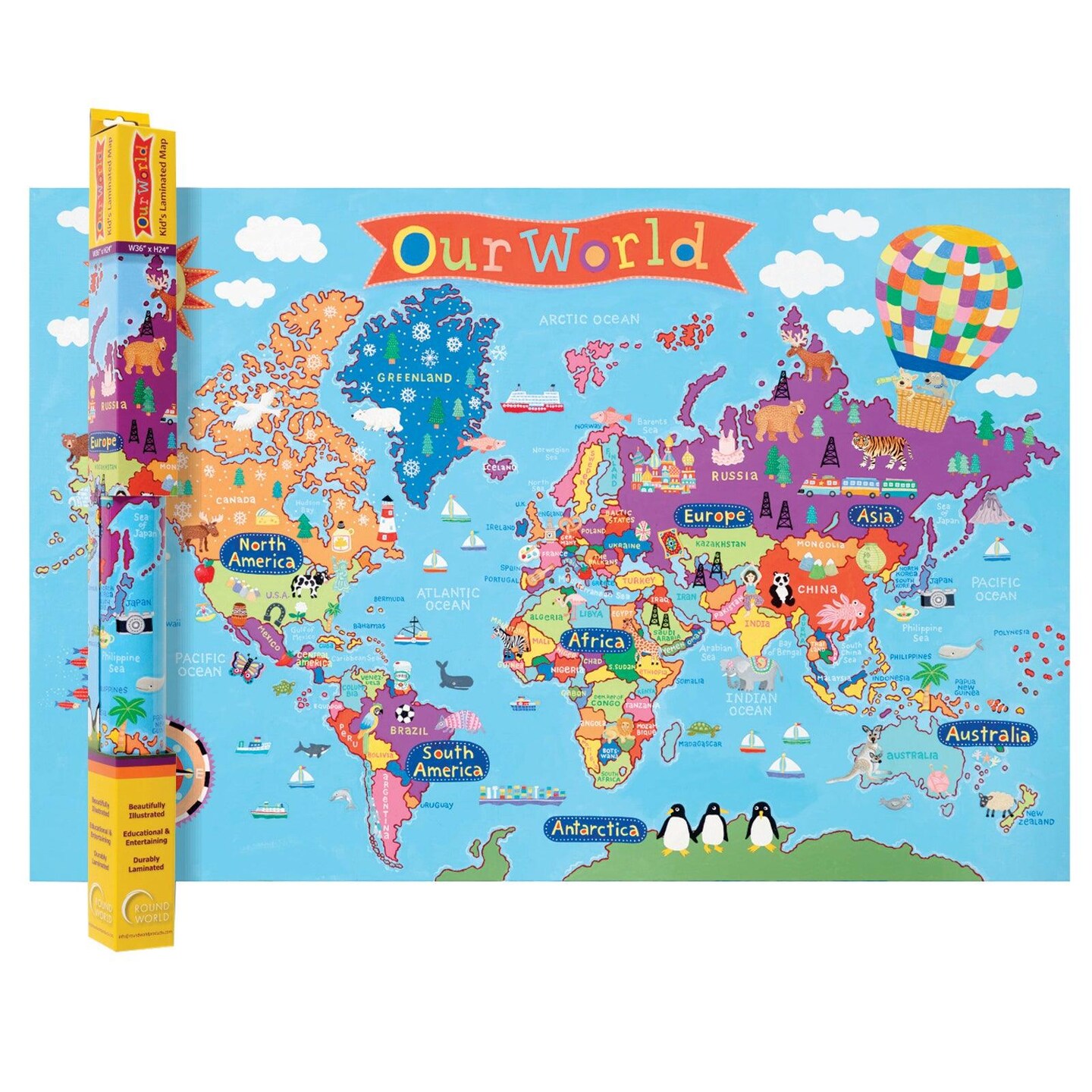 Kid&#x27;s Wall Map, World, 24&#x22; x 36&#x22;