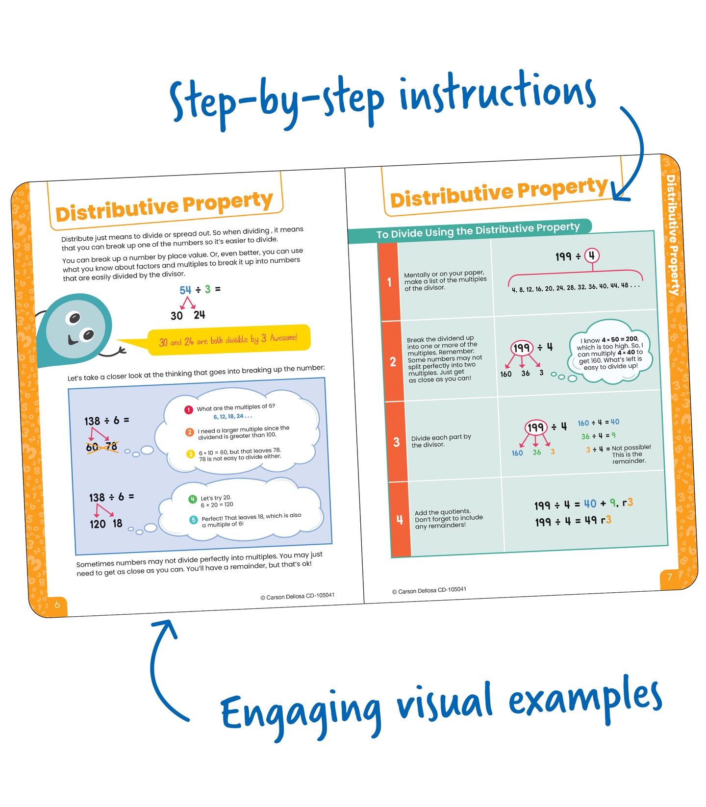 Carson Dellosa Break It Down Grade 4-6 Intermediate Division Strategies Math Reference Book, 4th, 5th, 6th Grade Math Guide to Understanding Distributive Property &#x26; Long Division, Grades 4-6 Math Book