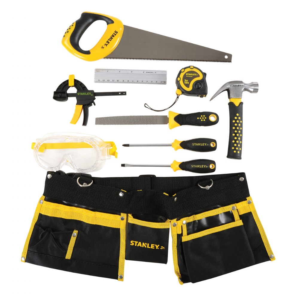 Red Toolbox Kid&#x27;s Stanley 10-Piece Tool Set with Tool Belt