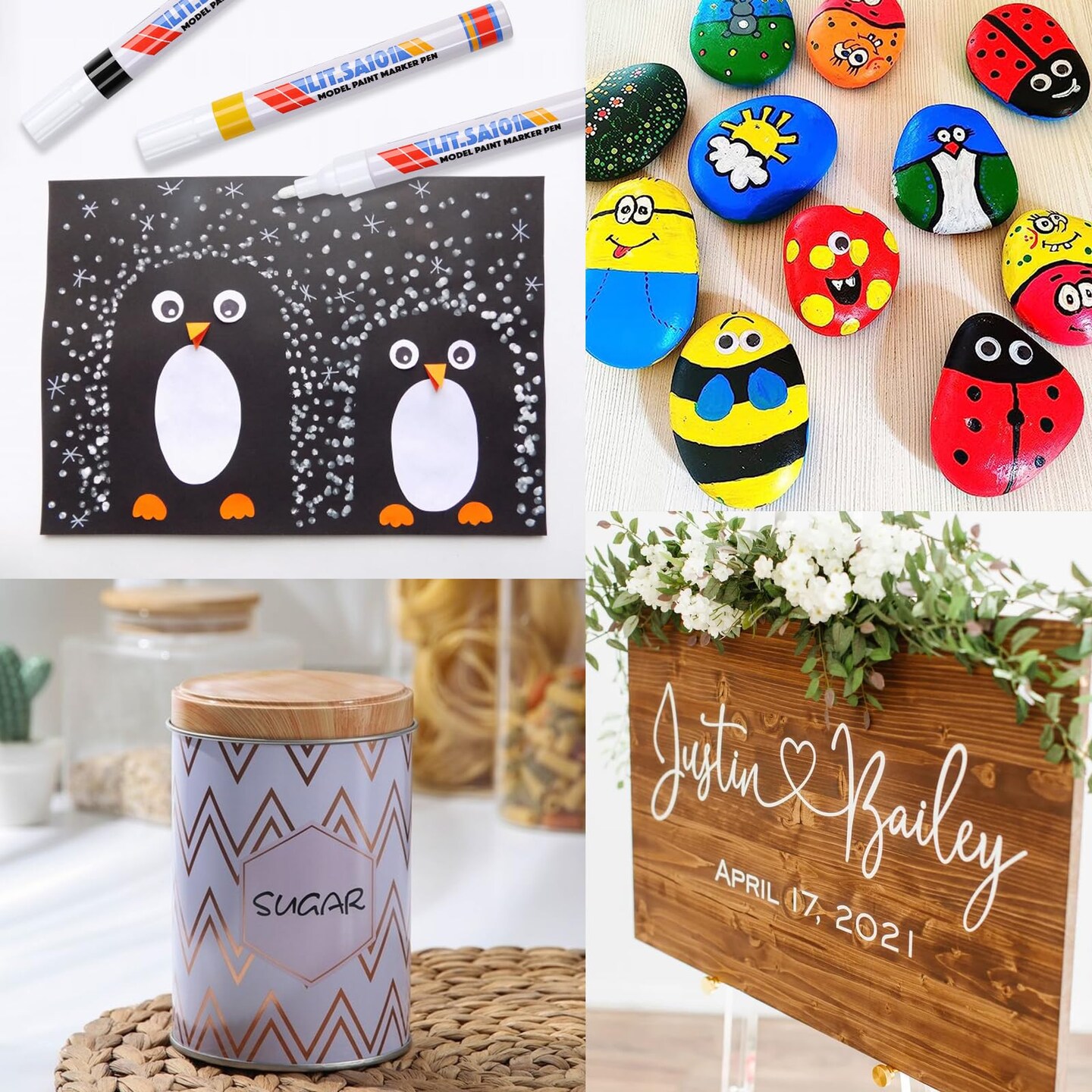 7 Pieces Color Paint Pen, Oil Based Paint Marker, Medium Tip Permanent Paint Markers, Quick Dry Waterproof Paint Pens for Wood Crafts, Rock, Ceramic, Tire, Glass, Fabric, Metal, Canvas