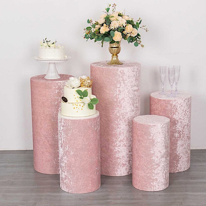 5 Cylinder Pedestal Crushed Velvet Display STAND COVERS