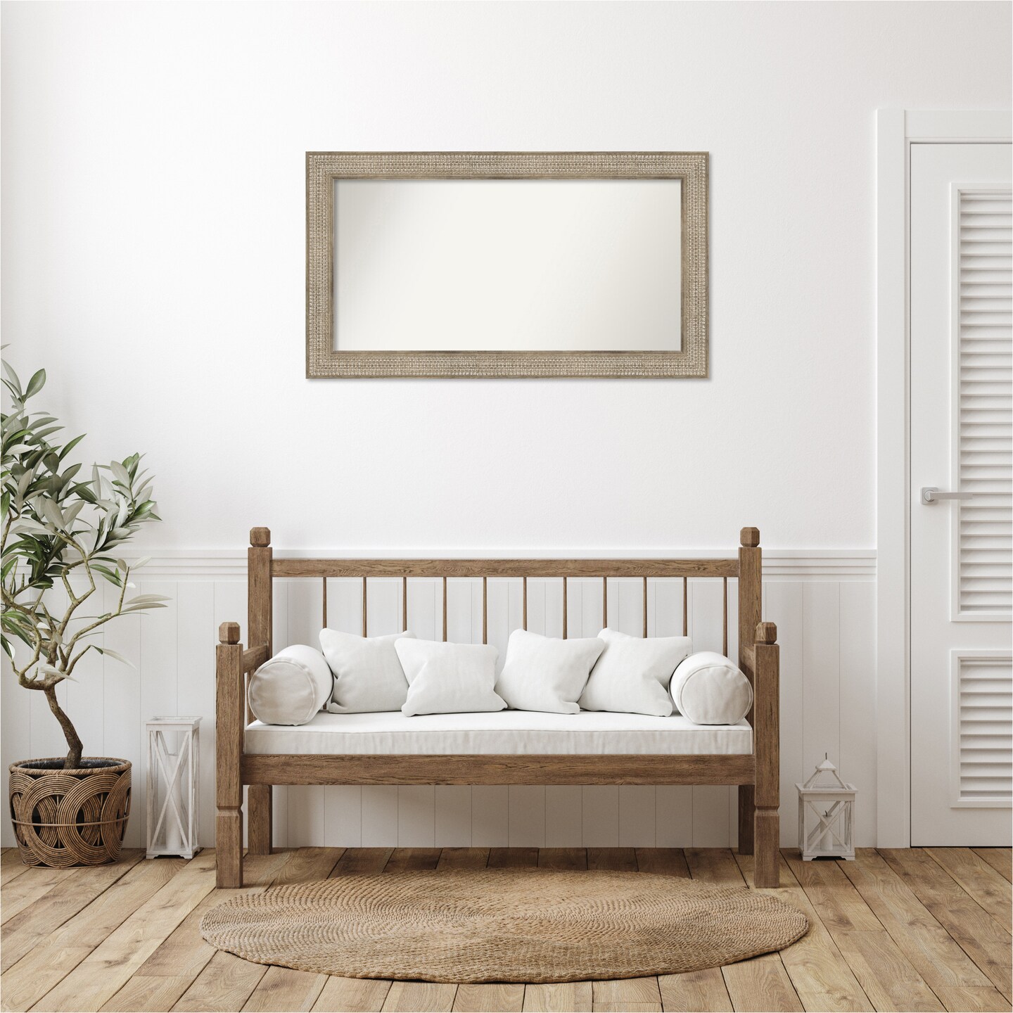 Trellis Silver Non-Beveled Custom Framed Bathroom Vanity Wall Mirror