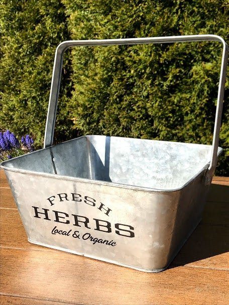 Local &#x26; Organic HERBS Square Metal Planter