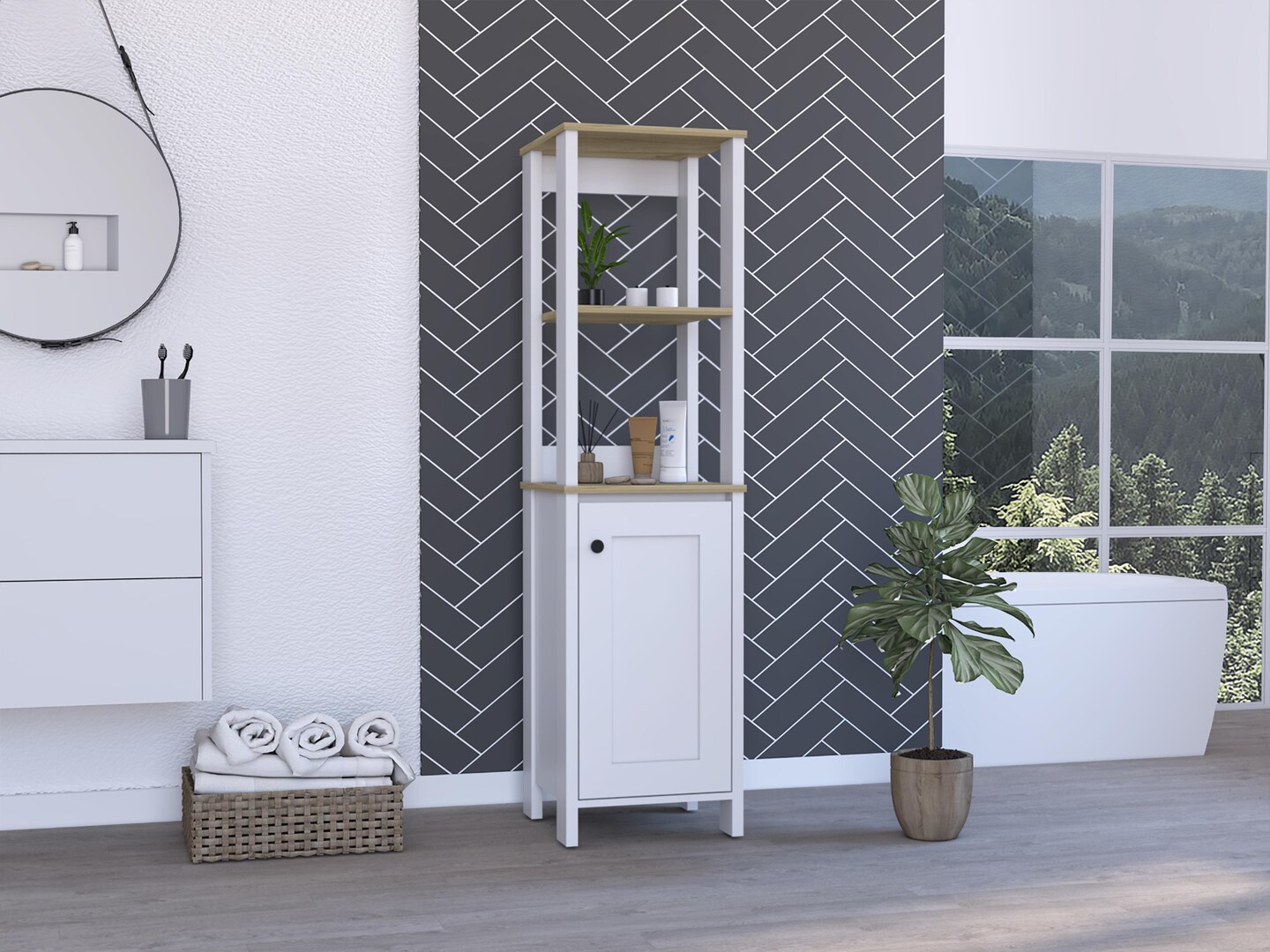 4-Shelf Linen Cabinet - 57.32 | Elevate Bathroom Storage