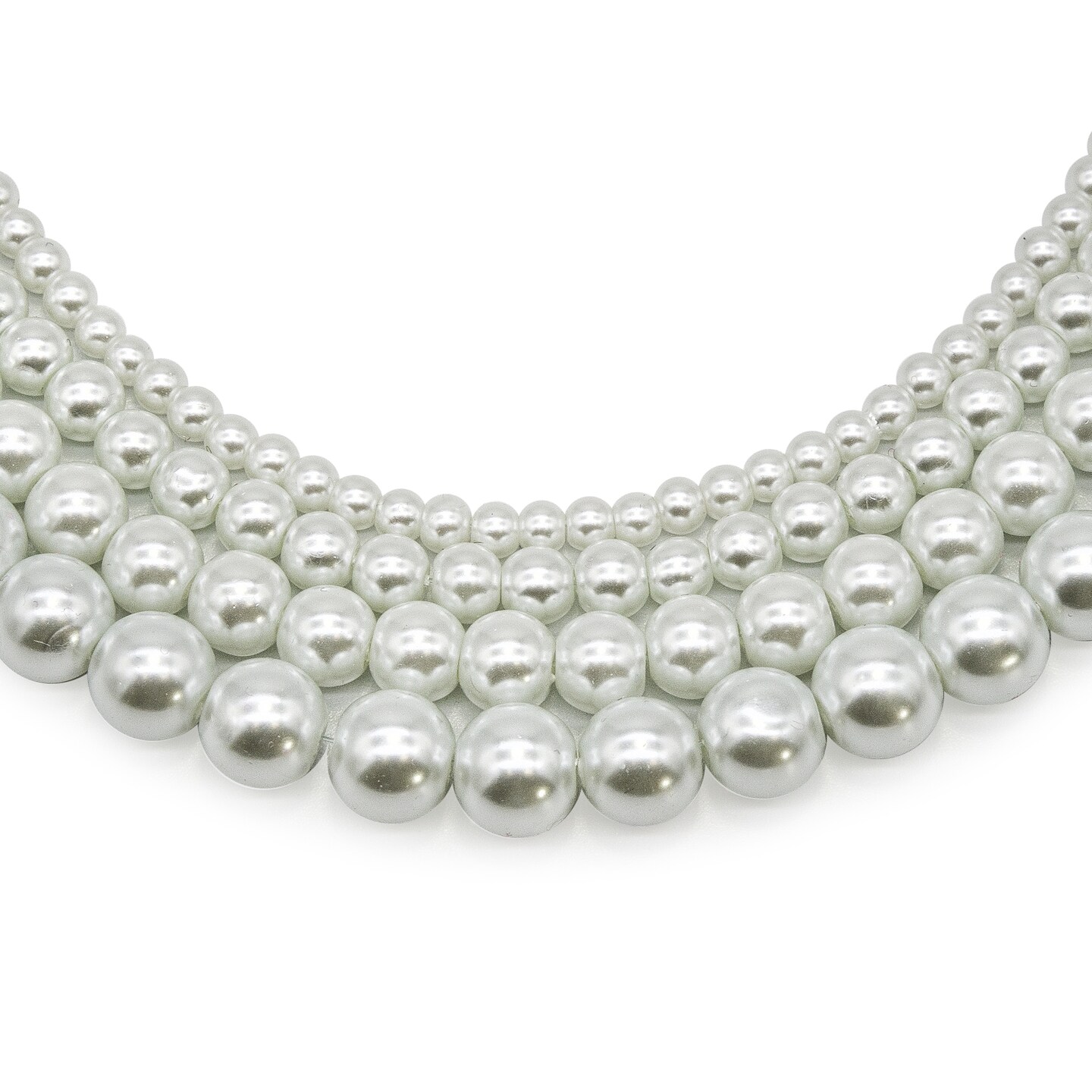 4-6-8-10mm White Glass Pearl Beads on 30-Inch Strand