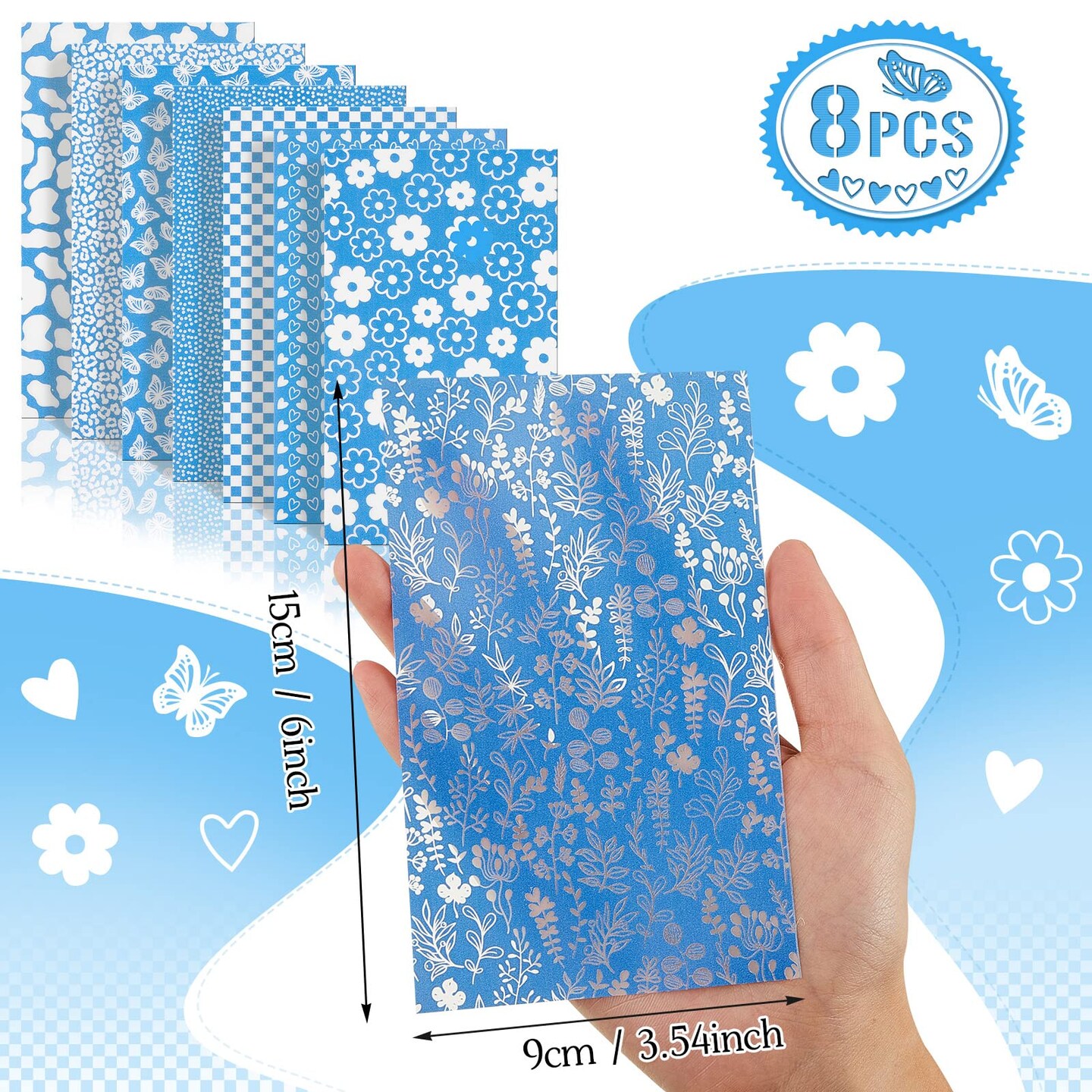 9 Pieces Silk Screen Stencil for Polymer Clay Texture Sheet Cutter Tool Reusable Silkscreen Print Kit with Scraper Self Adhesive Silk Screen Printing for Jewelry Earring Making DIY Craft Supply (Flower)