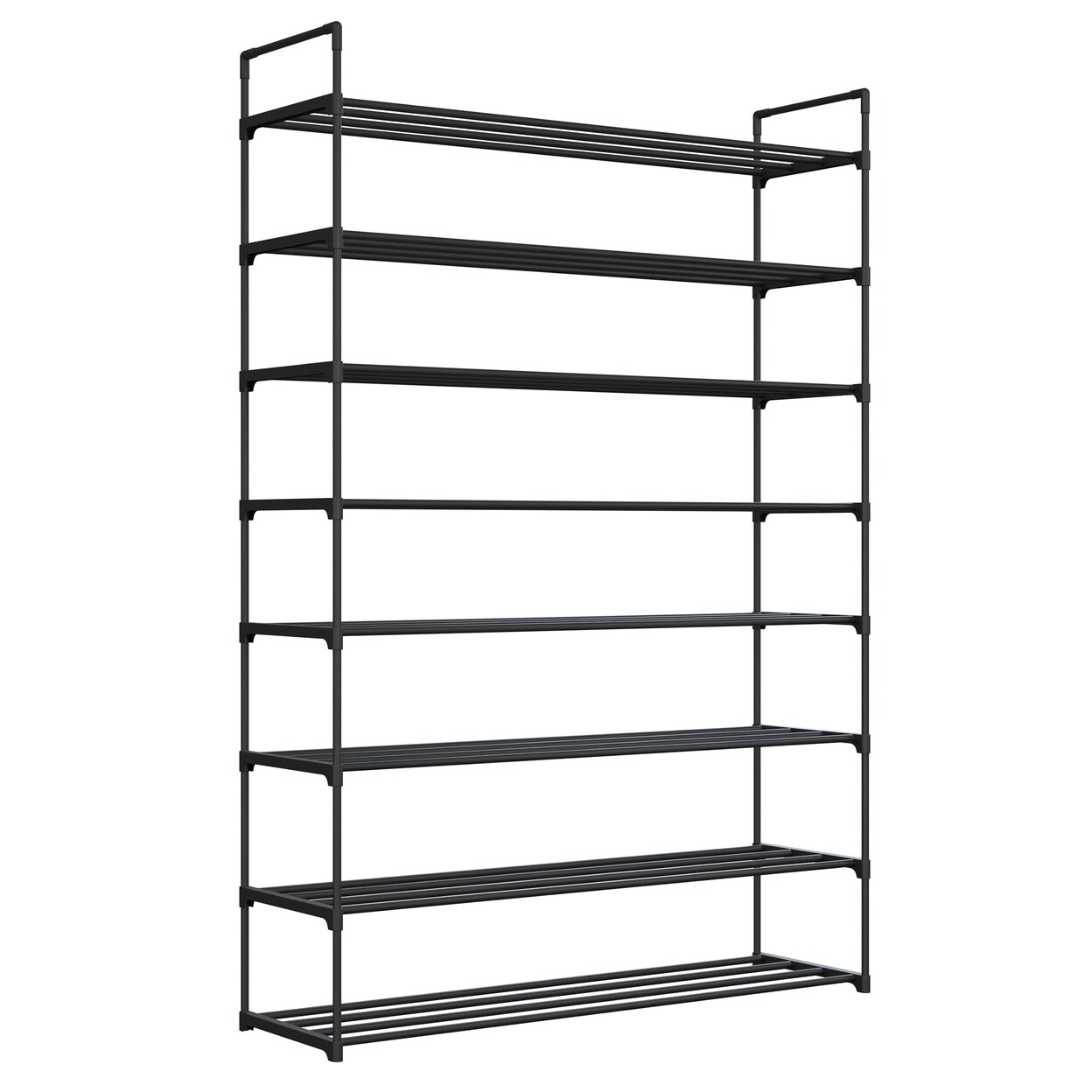 8-Tier Shoe Rack Organizer Black Holds 40 Pairs Compact Durable Closet Storage