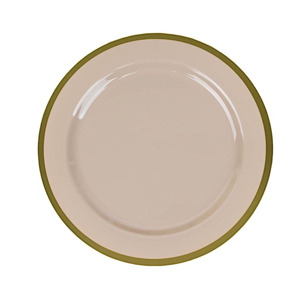 Round Plastic Dessert Plates with Gold Rim
