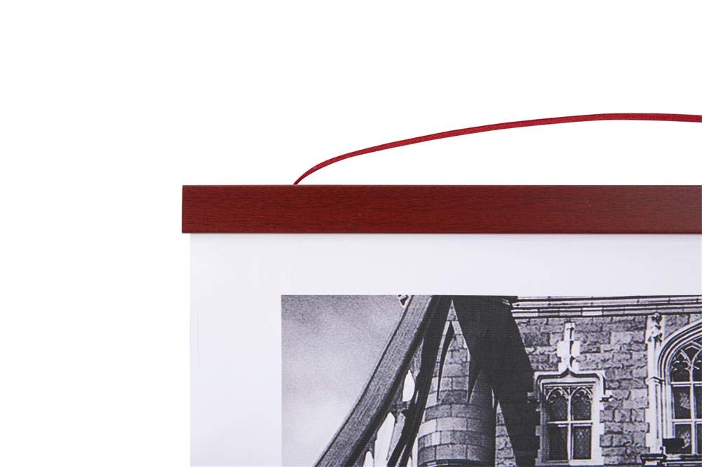 Magnetic Poster Hanger, 8x10 8x20 8x11 Poster Frame Wood Wooden Magnet Print Posters Dowel Scroll Hanger Hangers Hanging Kit for Walls Map Canvas Artwork (Mahogany, 8")