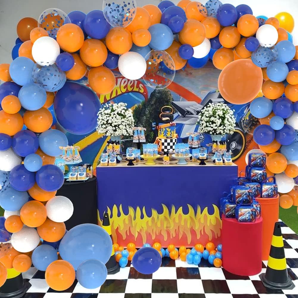 127pcs Blue and Orange Balloons Garland Kit Balloon Arch Coffetti Balloons 18/12/10/5 Inch Balloons for Boys Girls Birthday Party Decoration Supplies Baby Shower