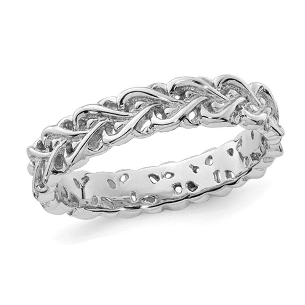 Gem And Harmony Polished Sterling Silver Intertwined Heart Ring Band (4.5mm)