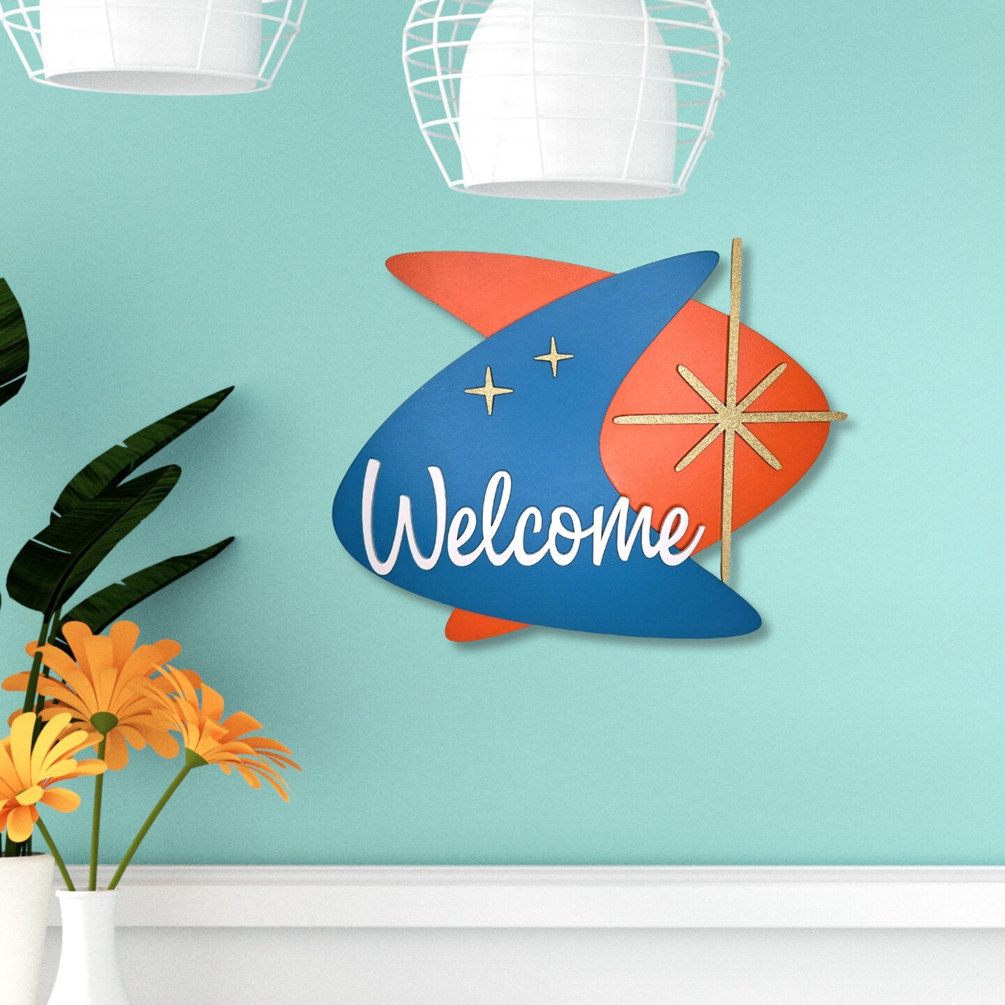 Mid-Century Modern Welcome Sign Atomic Boomerang Mid Century ...