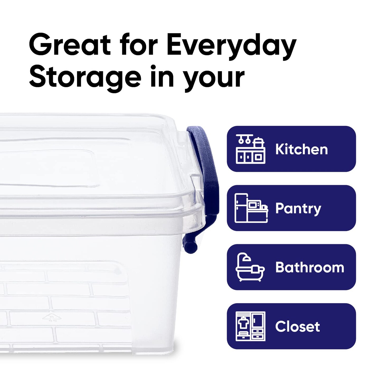Mini Storage Bins with Lids, Clear Plastic Containers for Organizing, Stackable Totes, BPA Free, Non Toxic, Odor Free, Organizer Boxes for Home, Office, and Dorm, 1.25 Qt, 2 Pack