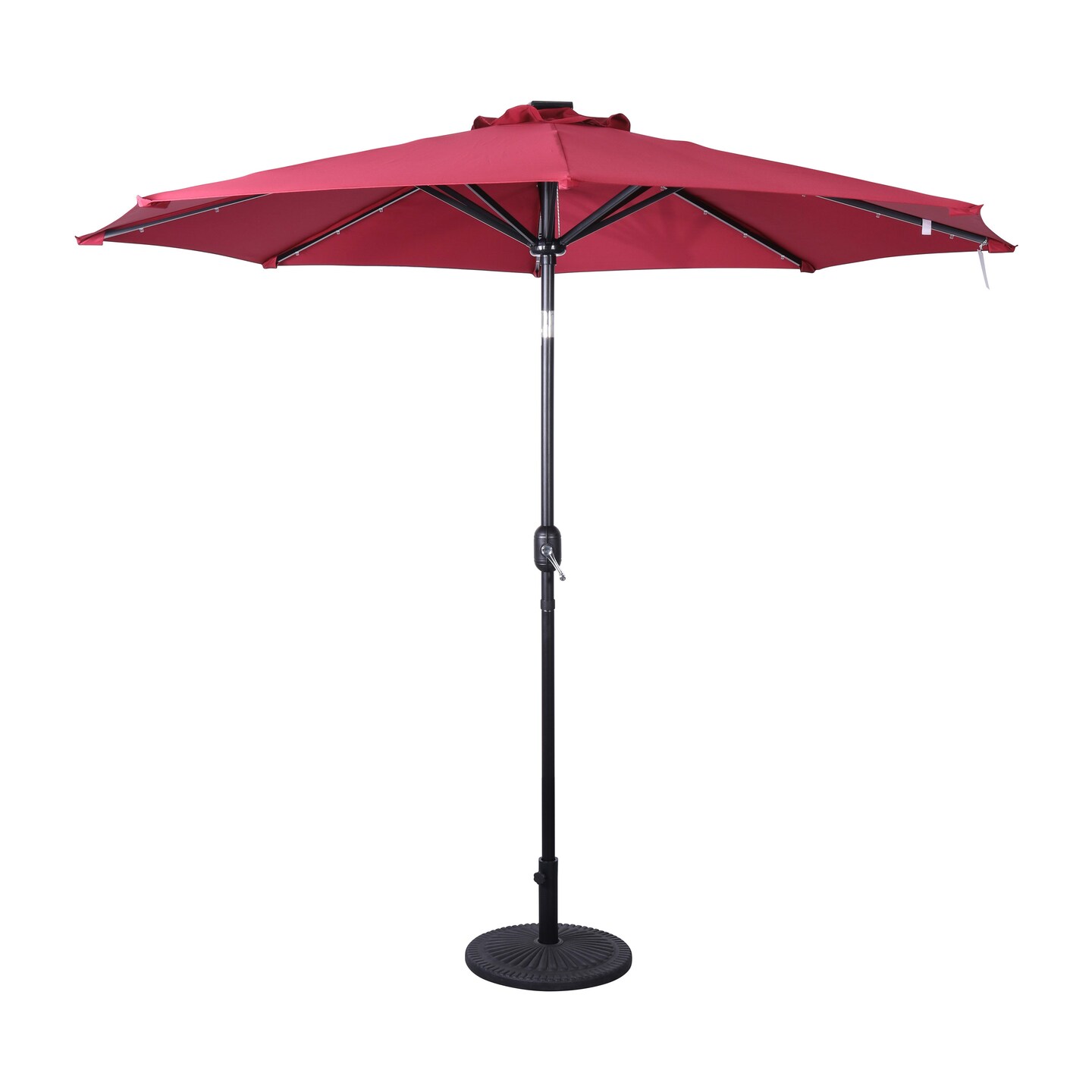 Merrick Lane Kinsley 9 FT Solar Patio Umbrella with LED Lights, Crank Handle and Push Button Tilt