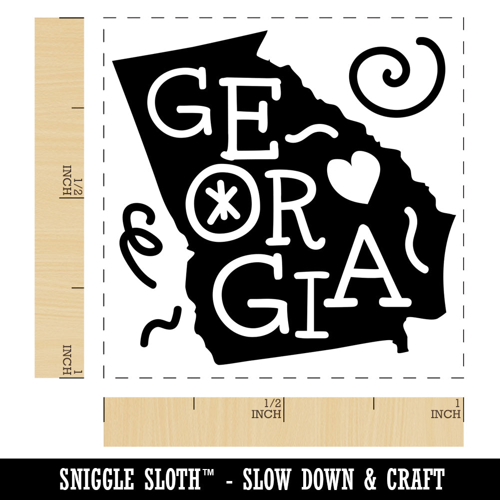 Georgia State with Text Swirls Self-Inking Rubber Stamp Ink Stamper