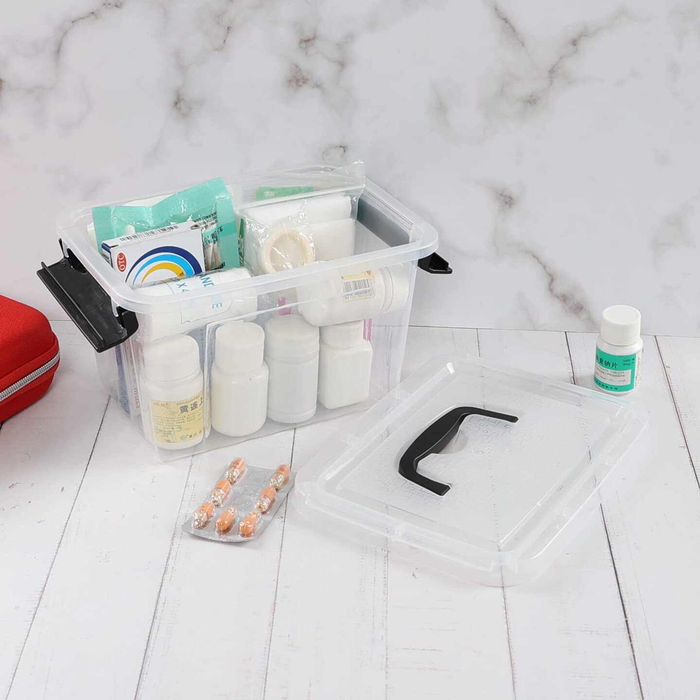 6 Pieces 3.5 Quart Small Plastic Storage Box with Handles, Clear Latching Bin with Lid