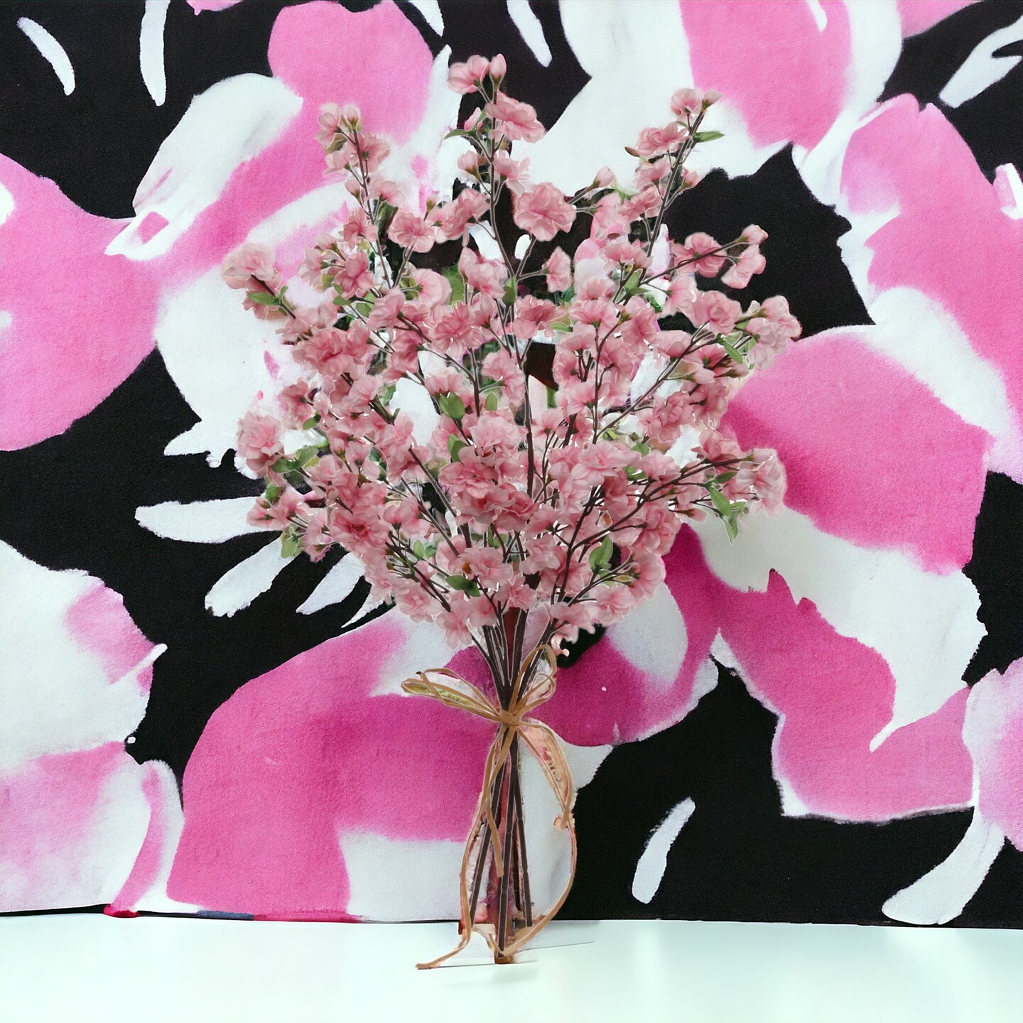 3-Pack: 36" Dark Pink Cherry Blossom Stem with Silk Flowers, Realistic Faux Floral Arrangement for Home & Event Decor by Floral Home®