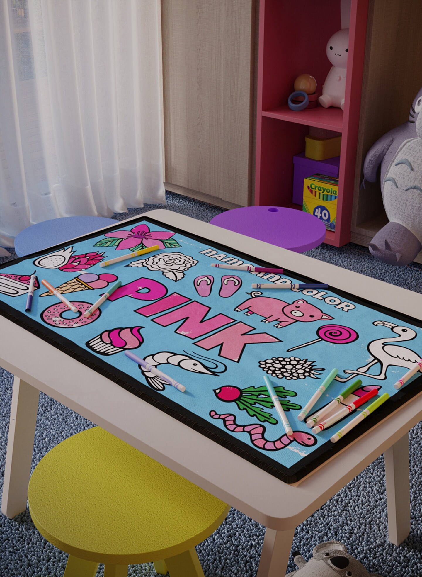 Educational Toys Coloring Learning Mat Washable Rug Markers Set Montessori  Play Color Poster Placemat Carpet Preschool Kindergarten Toddler