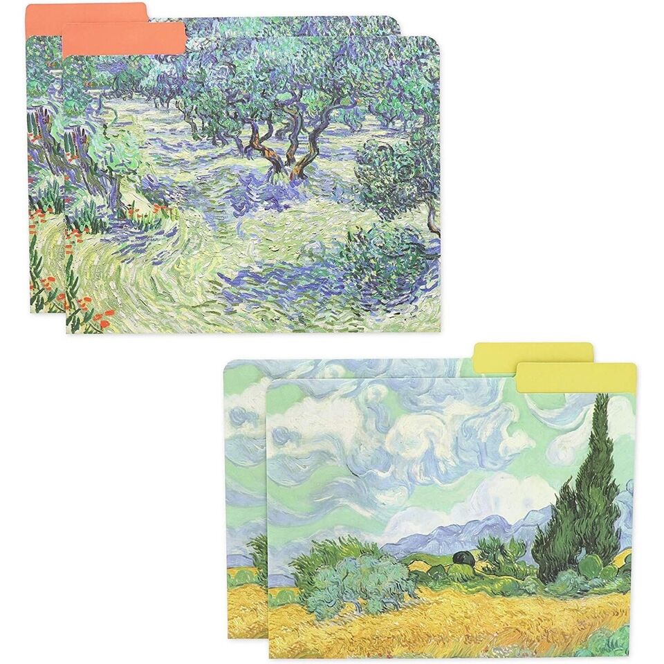 12x Van Gogh Decorative File Folder Letter Size 1/3 Cut Manilla Organizer