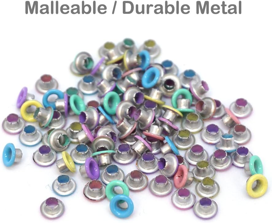3mm/1/8&#x22; Quicklet Eyelets-Scrapbooking/Birthday Wedding Baby Greeting Holiday Card/Paper Craft/Luggage Cruise Tag/DIY Album/Clothing etc-Pre-Cut Back Slit Set with a Pen-84 PCS (Pastel)