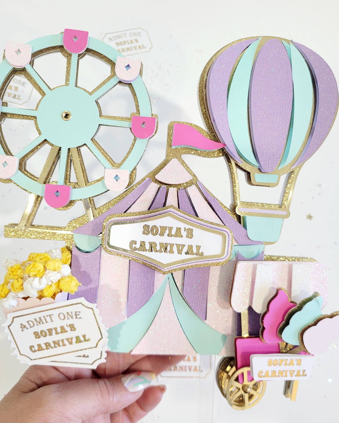 Circus Cake Topper, Carnival Cake Topper, Party Supplies, Cake Topper - image8
