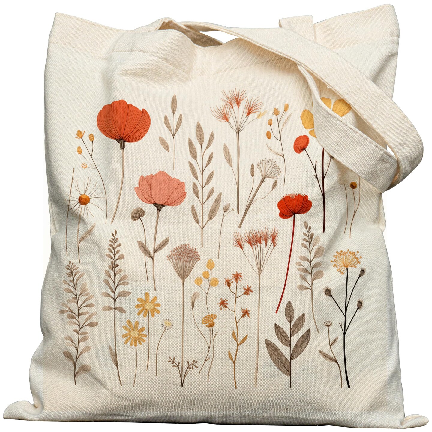 Aesthetic Canvas Tote Bag - Cottagecore Floral Tote Bag for Women with Pocket &#x26; Snap Closure, Cute Resuable Casual Flower Lovers Totebag for Shopper
