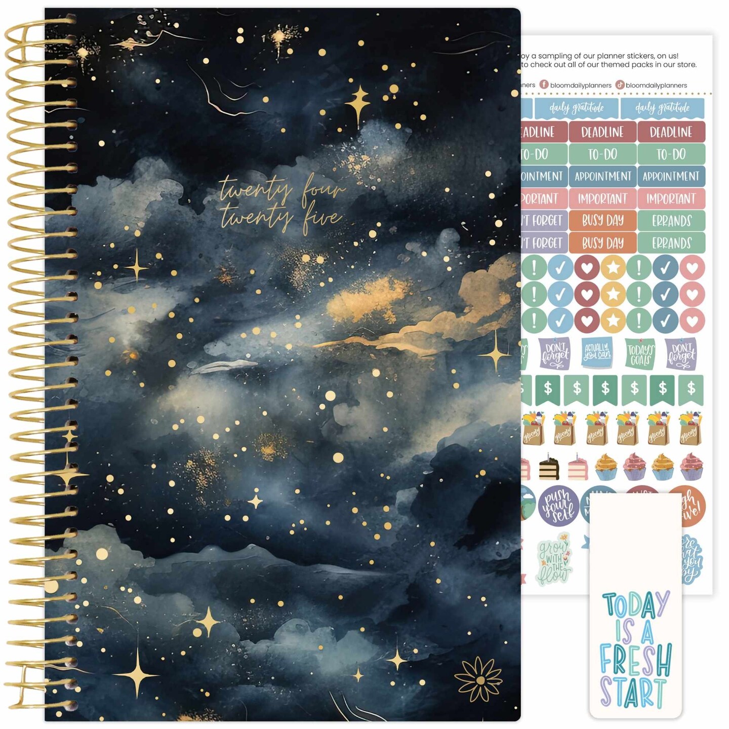 bloom daily planners 2024-25 Soft Cover Planner, 5.5&#x22; x 8.25&#x22;, Midnight Sky