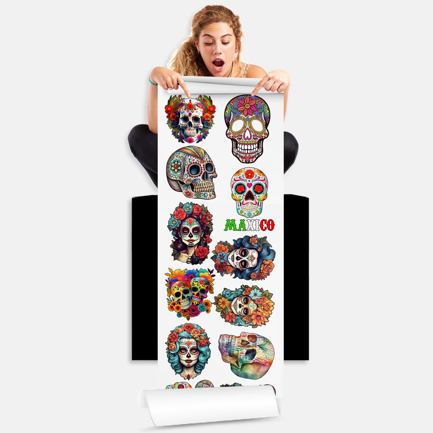 Day of the Dead (Día de Muertos) Sugar Skull: Direct-to-Film Transfer Gang Sheets - 22x60