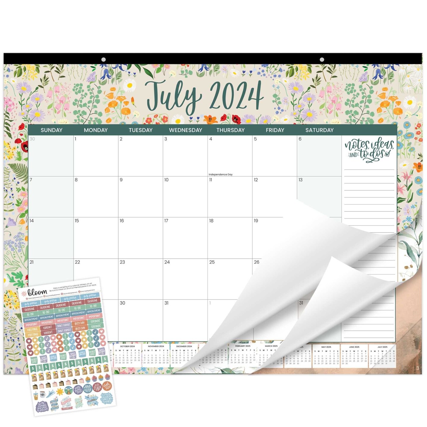 bloom daily planners 2024-25 Desk &#x26; Wall Calendar, 16&#x22; x 21&#x22;, Seasonal