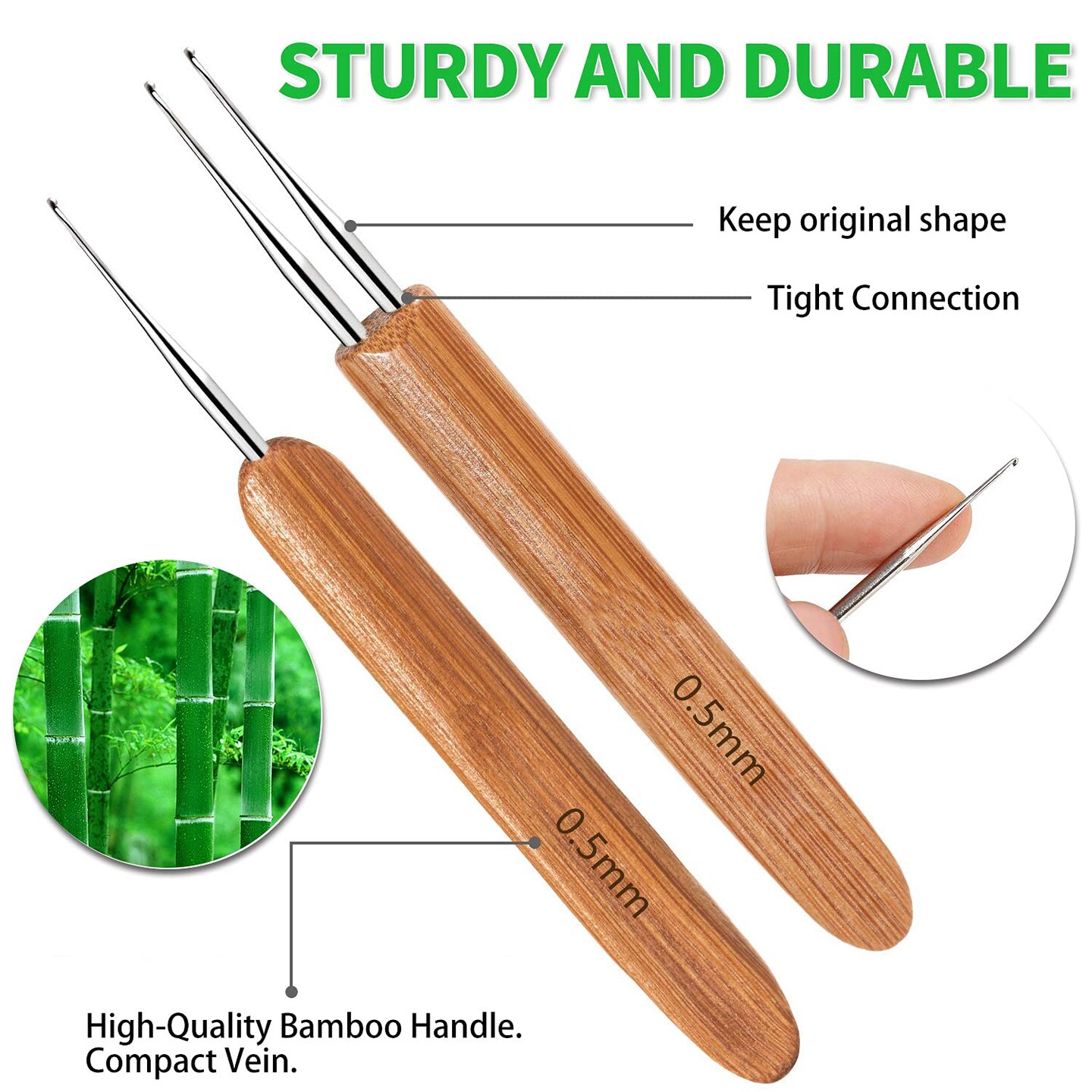 Dread Locks Crochet Loc Needle for Braid Craft 0.5mm (1 Hook and 2 Hooks)