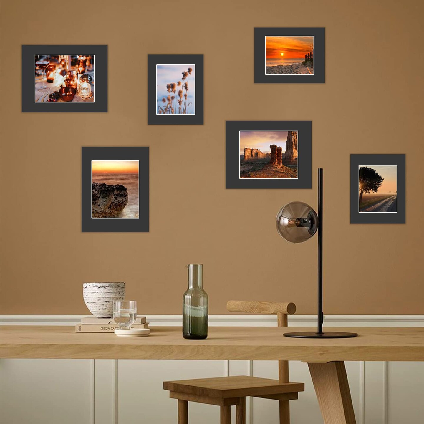 HOTUO 10 Pack Acid Free Black Picture Frame Mats, Pre-Cut 5x7 Picture Mats with Ivory Core Bevel Cut for 4x6 Photo, Signature Friendly 4 Ply Thickness Photo Mat for Frames/Artwork/Prints/Pictures