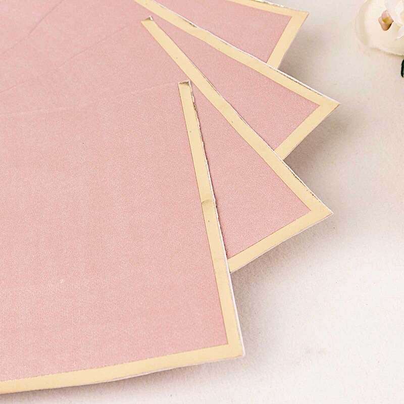 50 Pastel Gold Trim 2 Ply Paper Napkins for Events
