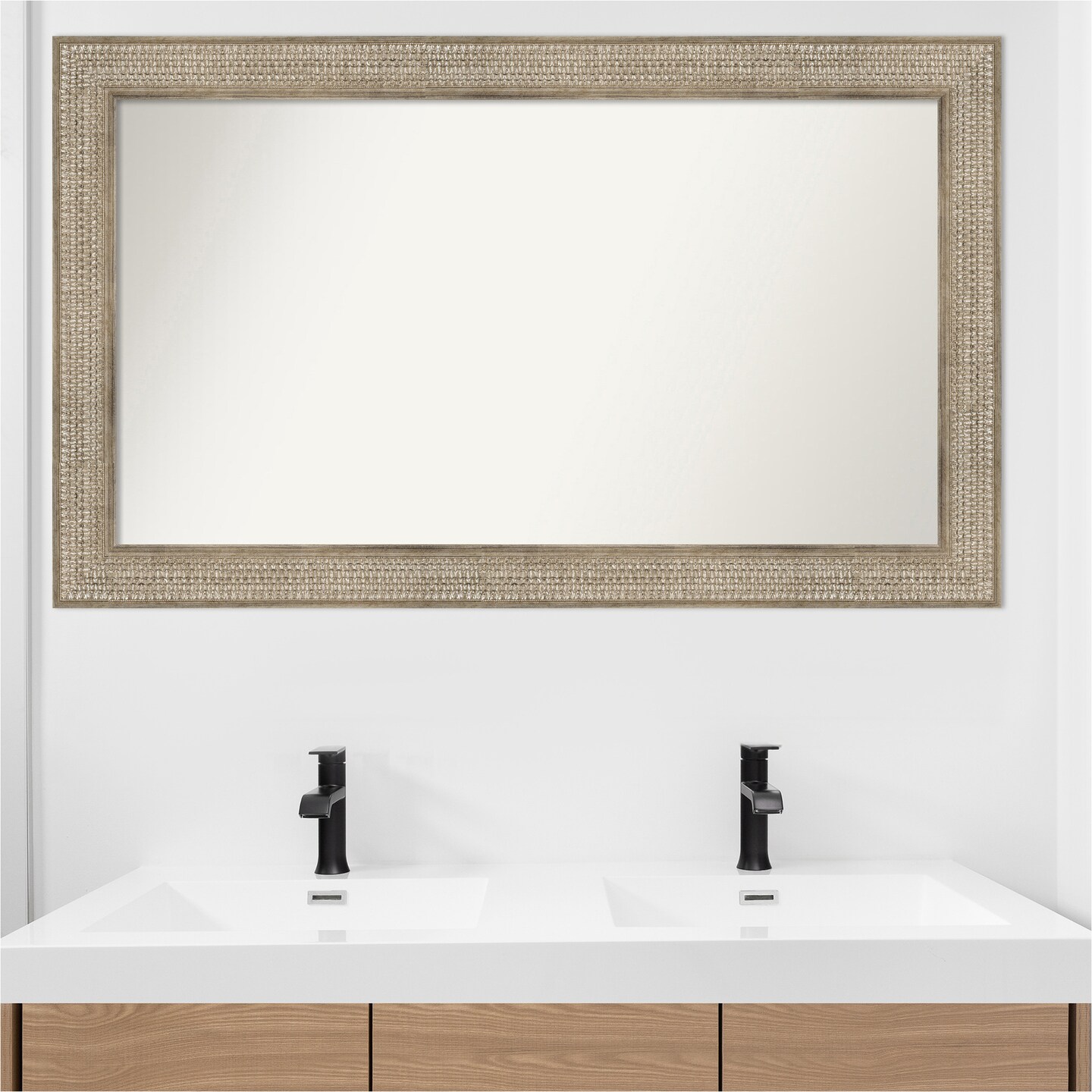 Trellis Silver Non-Beveled Custom Framed Bathroom Vanity Wall Mirror