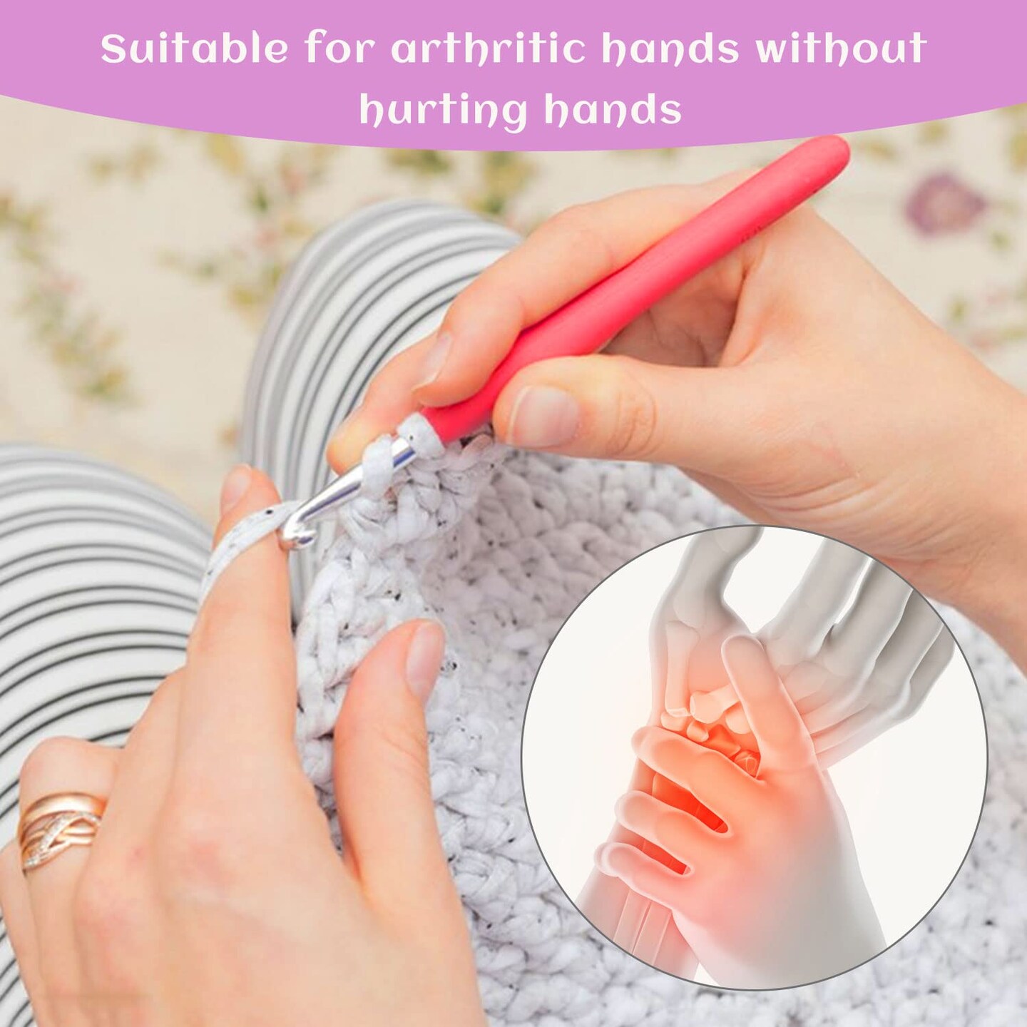 77 Pieces Crochet Hook Set, Aluminum Ergonomic Crochet Hooks with Knitting Needles, Large Eye Blunt Needles, Colorful Crochet Needles, Plastic Stitch Markers, and Case