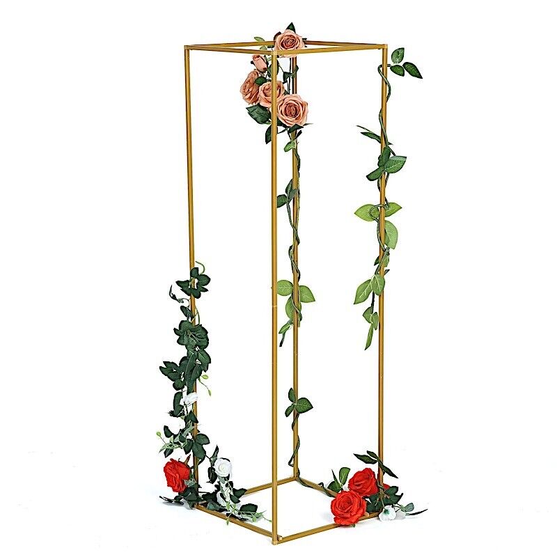 2 pcs 48-Inch tall Gold Matte Metal Geometric Stands Flower Vase Holders