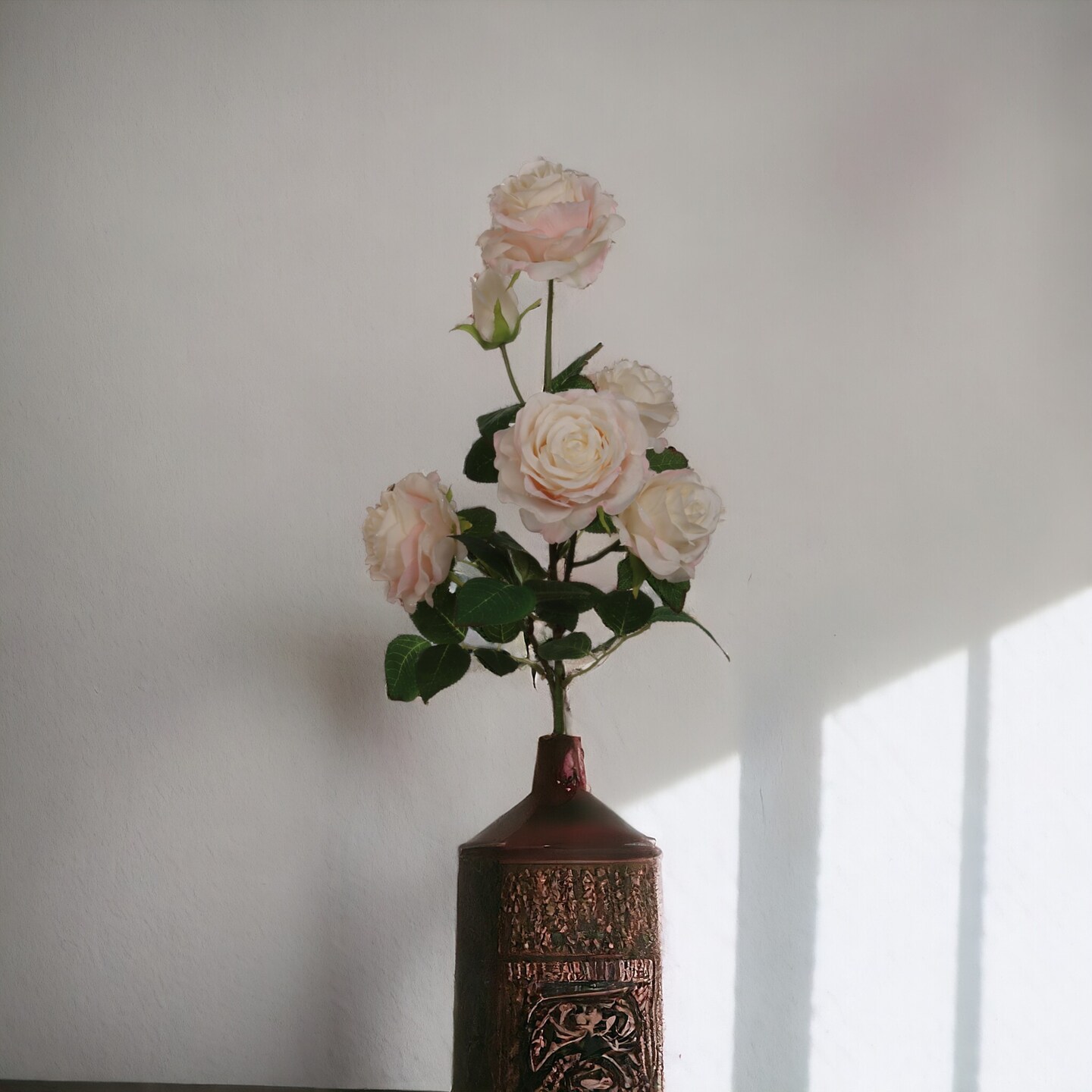 Cream & Pink Rose Spray: Set of 12, 27-Inch, Silk Roses by Floral Home®