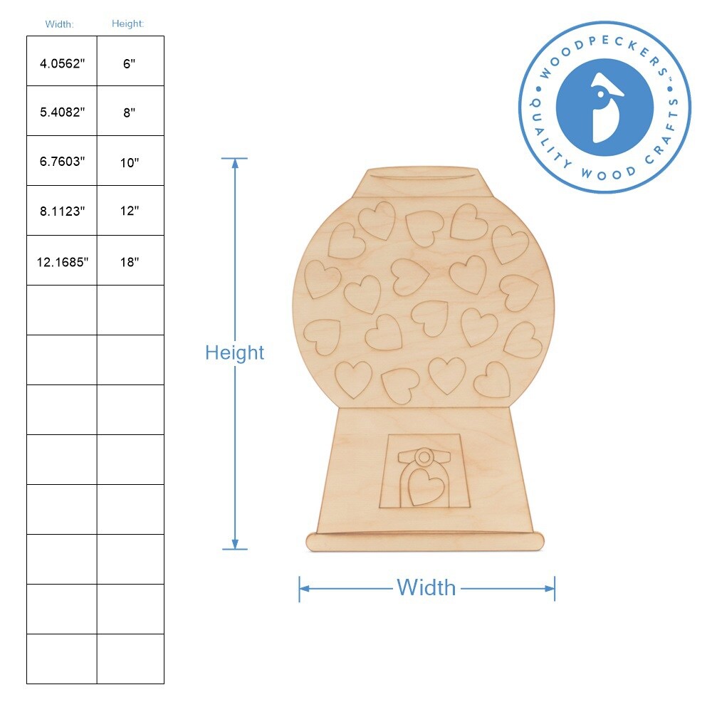 Gumball Machine Wood Cutout From 6&#x201D;-12&#x201D; Valentine Craft | Woodpeckers