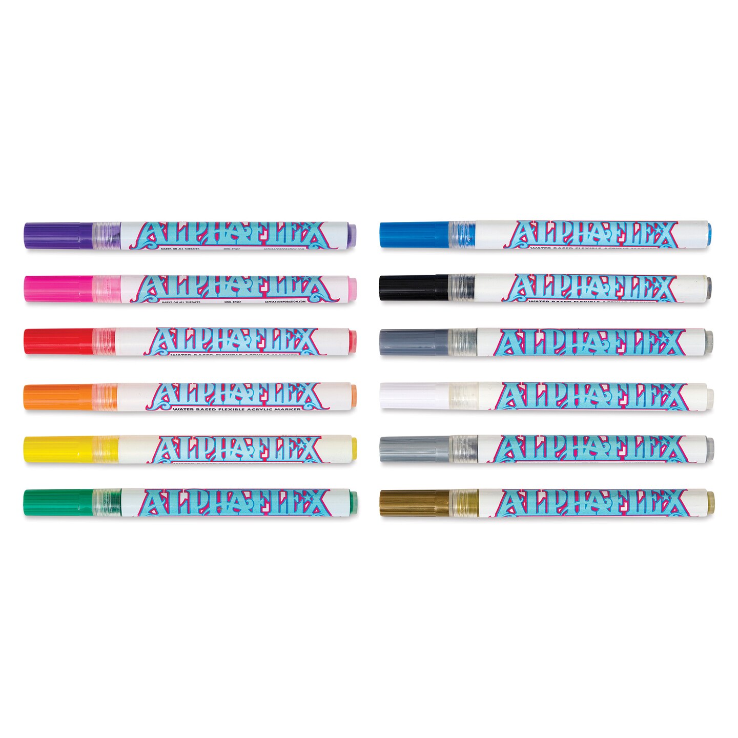 Alpha6 AlphaFlex Textile and Leather Paint Markers - Assorted Colors, 1 mm, Set of 12