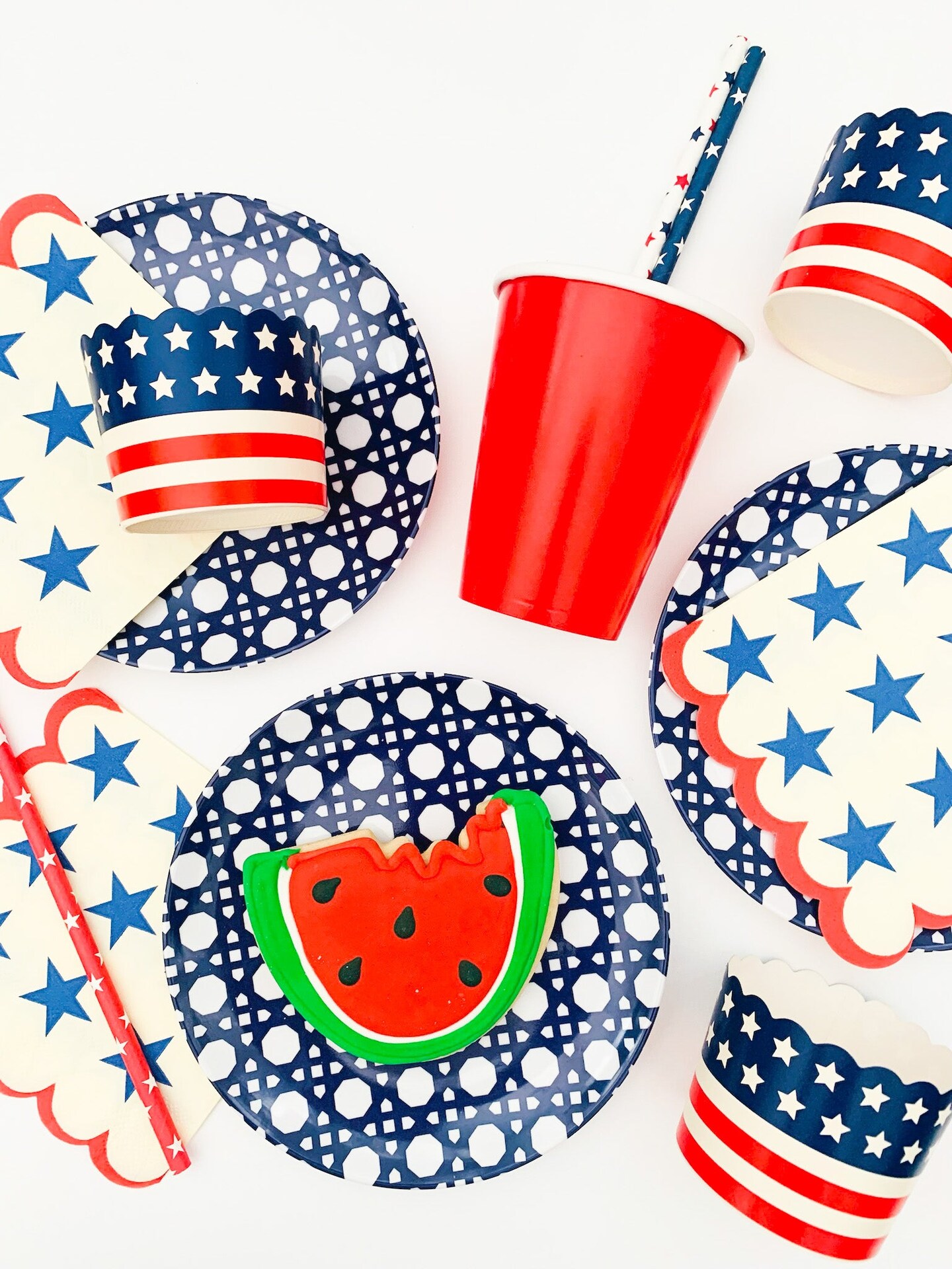 Blue Geo Melamine Appetizer Plates – 6" Durable Reusable Snack Dish Set of 4 for Indoor & Outdoor Entertaining