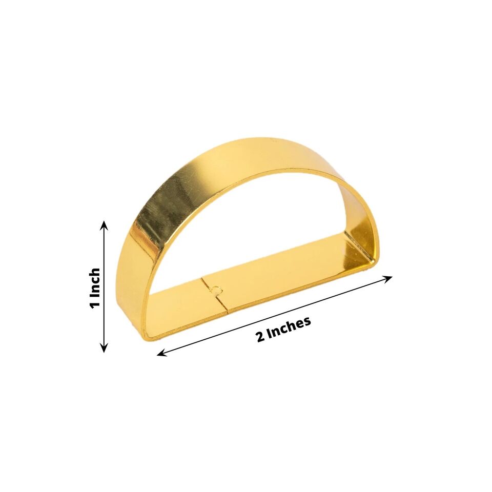 4 Gold 2&#x22; Semicircle D-Shaped NAPKIN RINGS