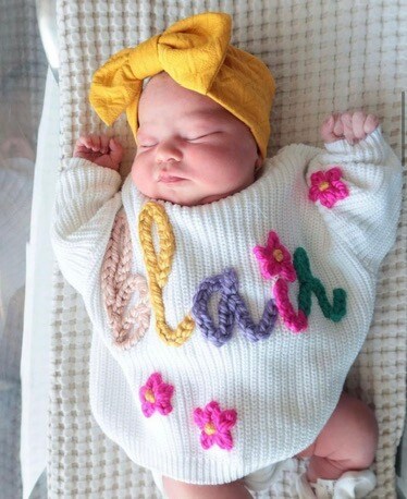 Personalized Baby Sweater - Custom Name Embroidered Knit Sweater For Newborns & Toddlers, Cotton, Sizes 0-3M To 5T