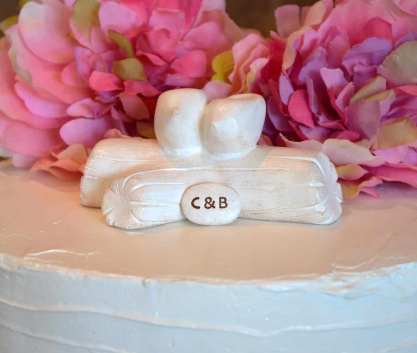 Custom initials wedding cake topper lovebirds dessert table decor