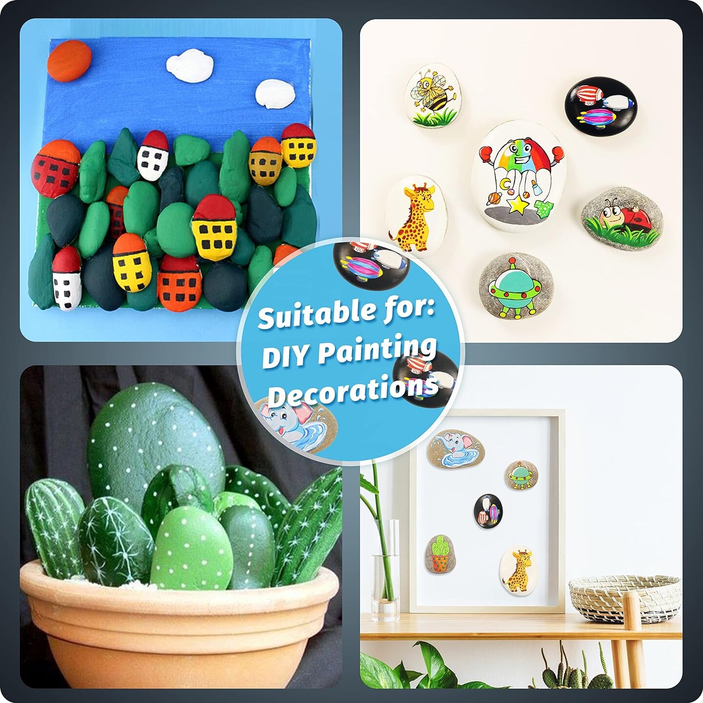 Acrylic Paint Pens and 60PCS Craft Rock Painting Set, for Wood, Canvas, Stone, Glass, Ceramic, DIY Crafts