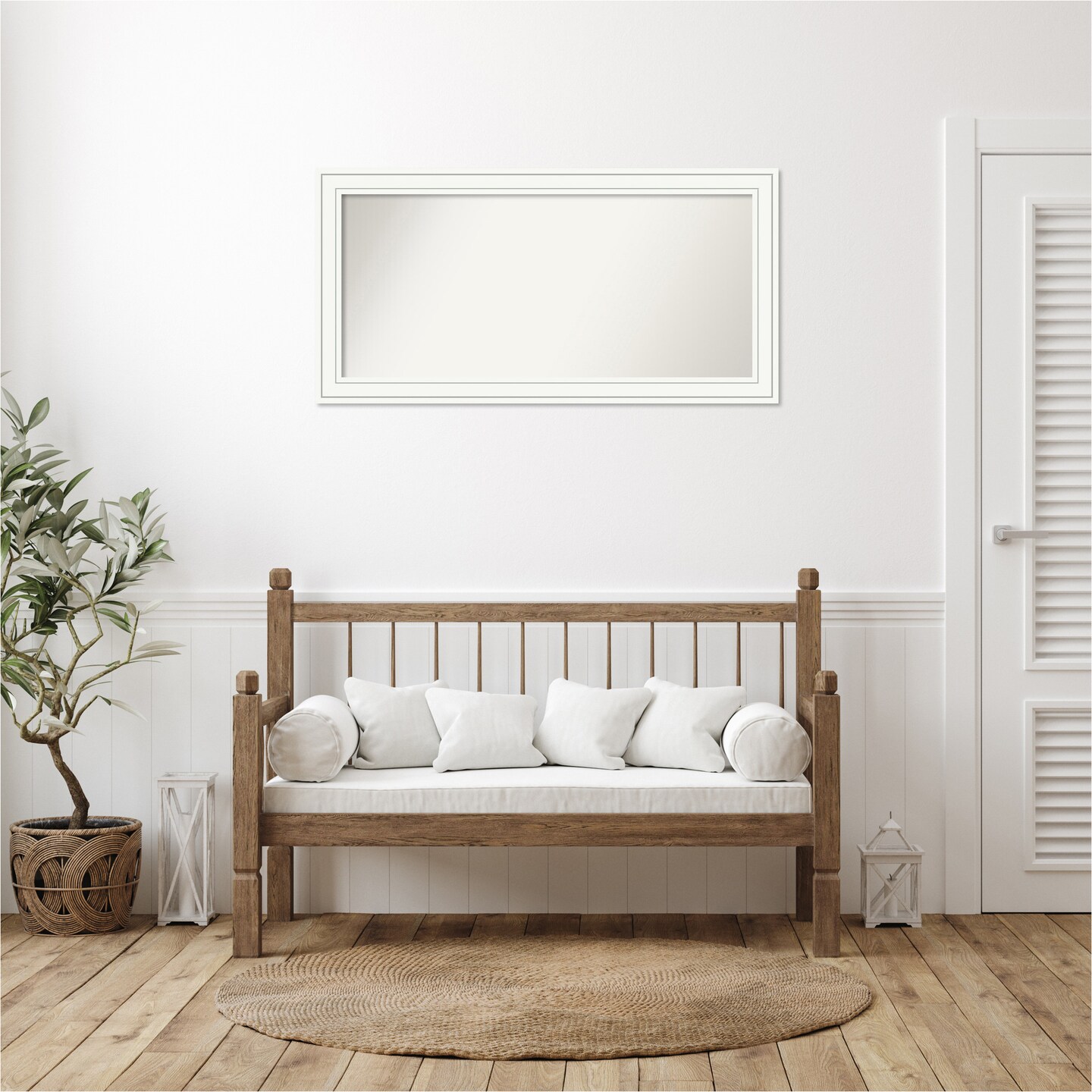 Craftsman White Non-Beveled Custom Framed Bathroom Vanity Wall Mirror