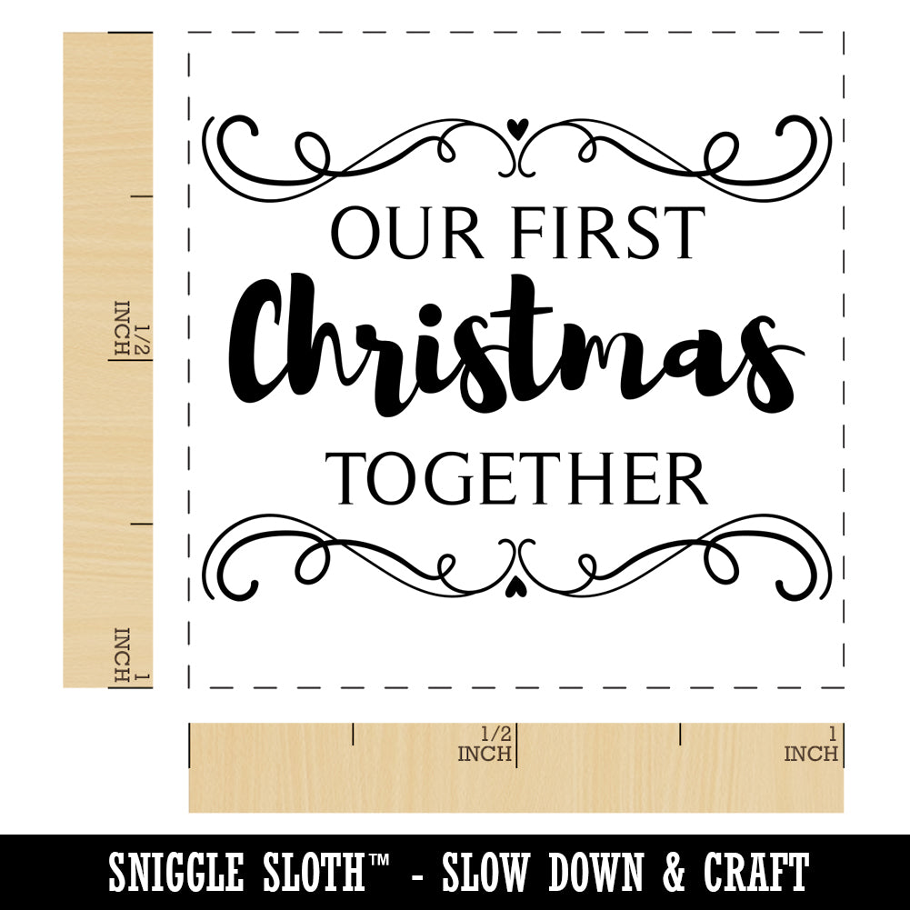 Our First Christmas Together Filigree Self-inking Rubber Stamp Ink 