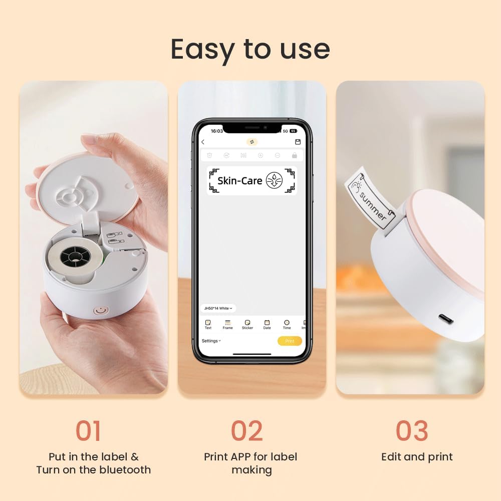 Vretti® HP3 Label Machine Maker with Tape | Portable Thermal Mini Label Printer