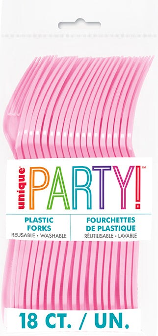 Lovely Pink Plastic Forks, 18ct