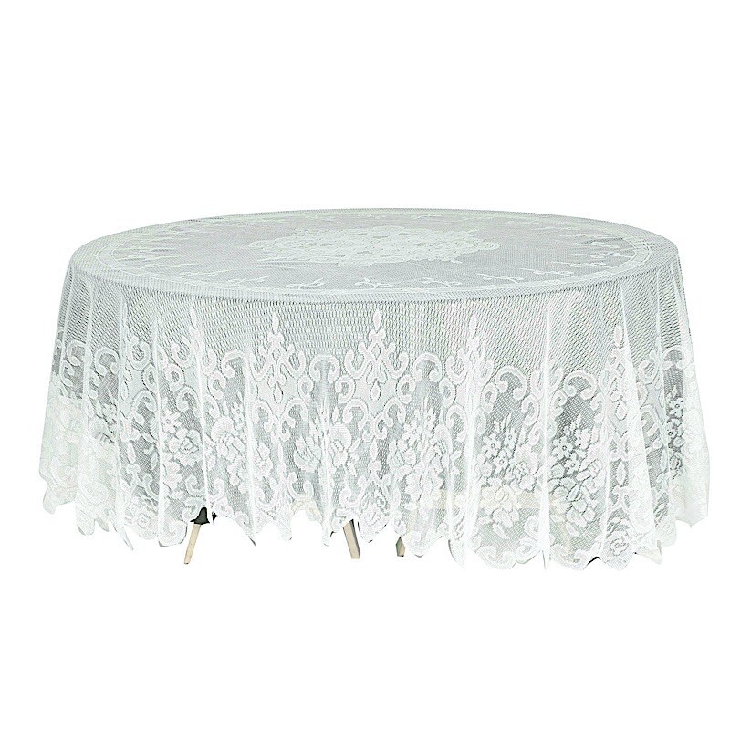 Premium 108&#x22; Ivory Lace Round Tablecloth