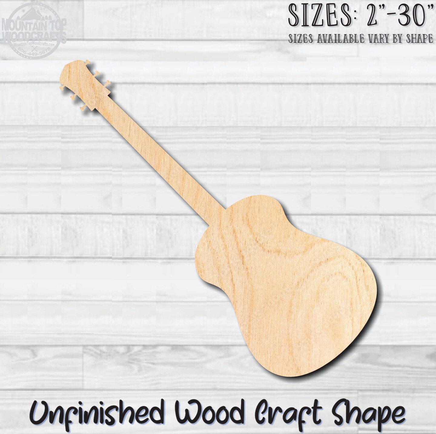 Music Guitar - Laser Cut Out Unfinished Wood Craft Shape MSC4