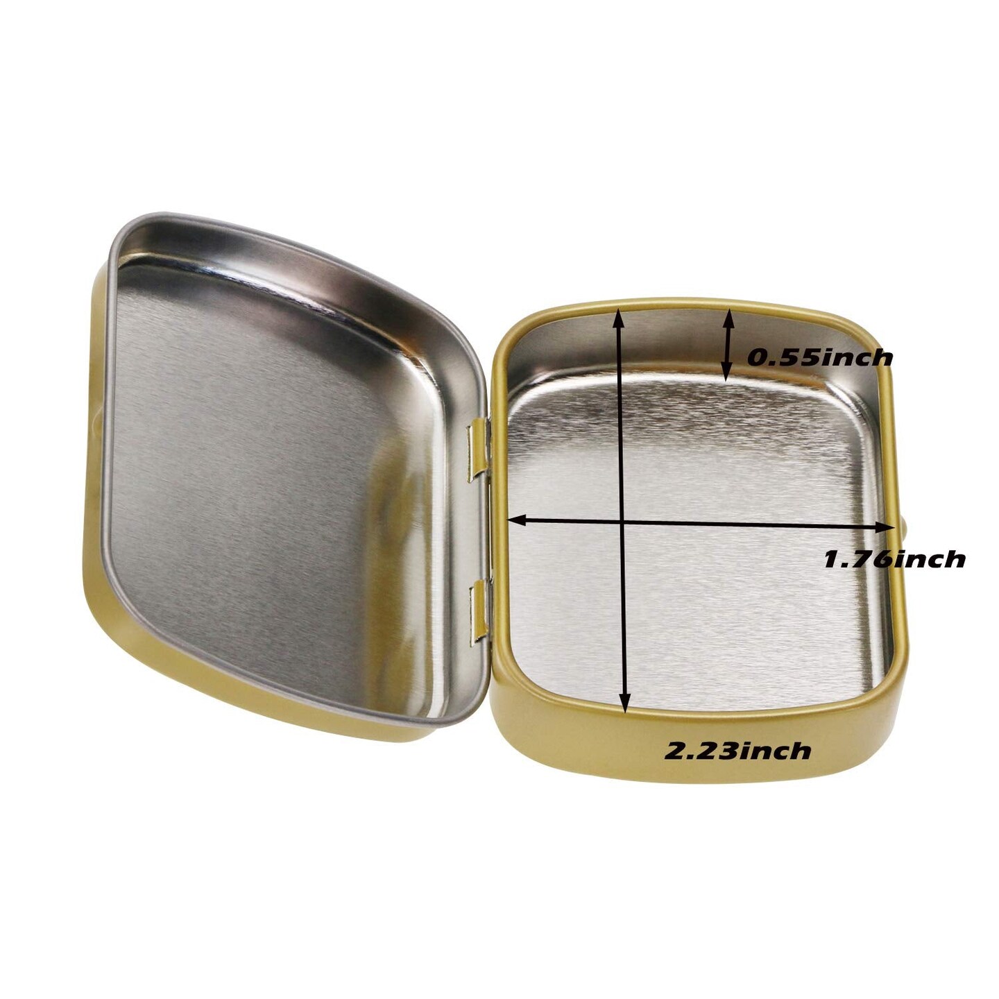 4 Pieces Metal Hinged Tin Box Rectangular Empty Small Hinged Tins Containers Storage Case for Pills Candies and Bead Earring Necklace Bracelet Jewelry Craft, Golden